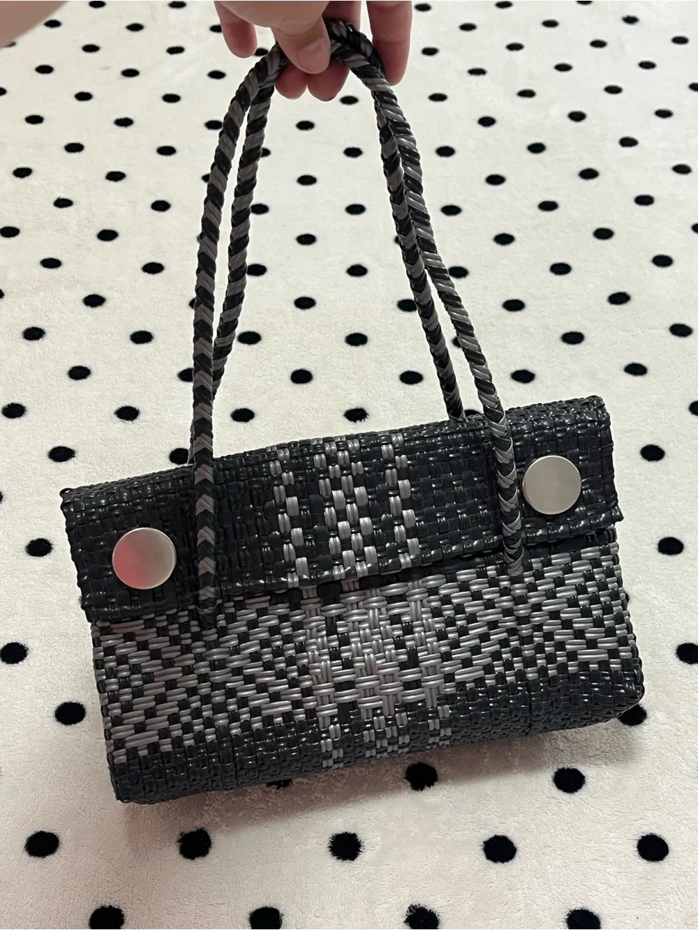 Hand-Woven Mexican Plastic Flap Convertible Shoulder Bag